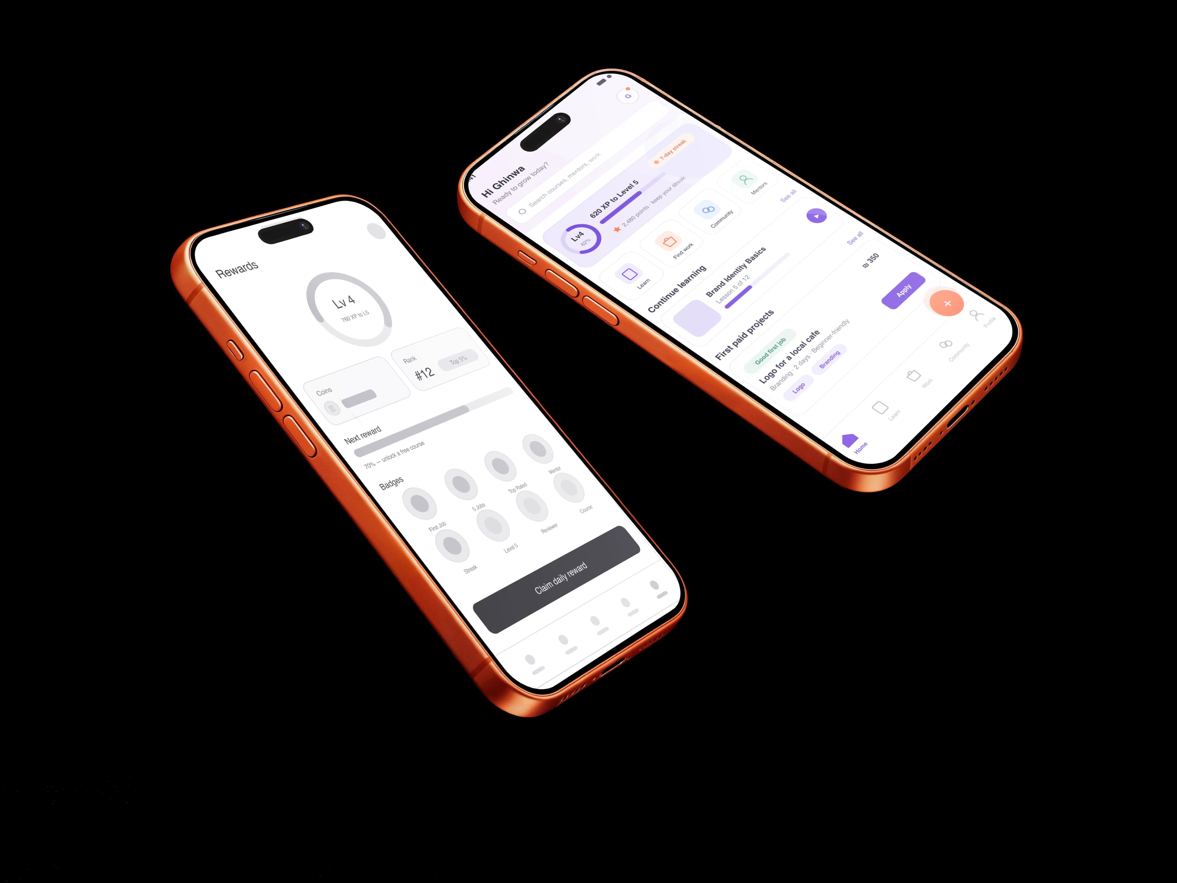 Design Circle app — mobile screens